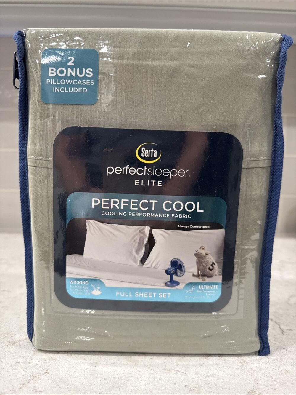 6 Pc FULL Serta Perfect Sleeper Elite Prochill Cooling Fabric Sheet Set Green